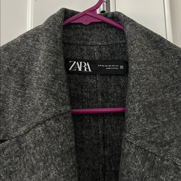 Women's Zara Gray Wool Blend Trench Coat - Picture 3 of 7